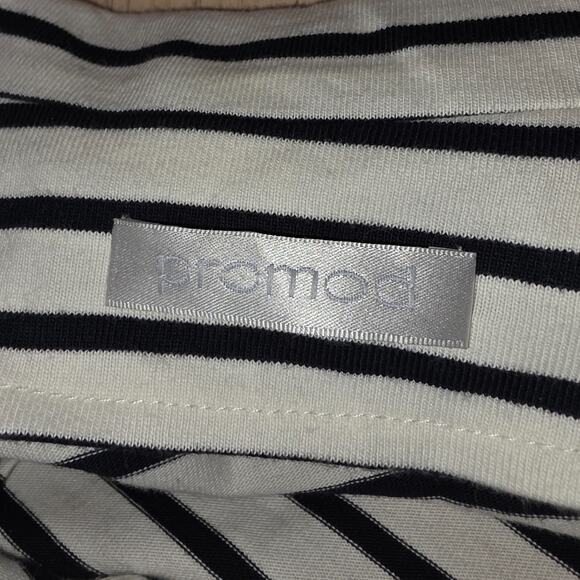 Women's Striped Cotton Blazer Size M Black White 3/4 Sleeves Preppy France - Picture 6 of 8